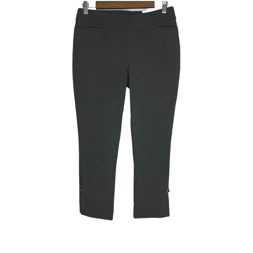 Chico's NWT So Slimming Brigitte Stone Button Hem Ankle Pants Gray Size 0P US 4P